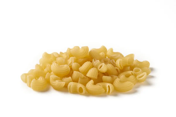 Close Heap Raw Elbow Macaroni Isolated White Background — Stock Photo, Image