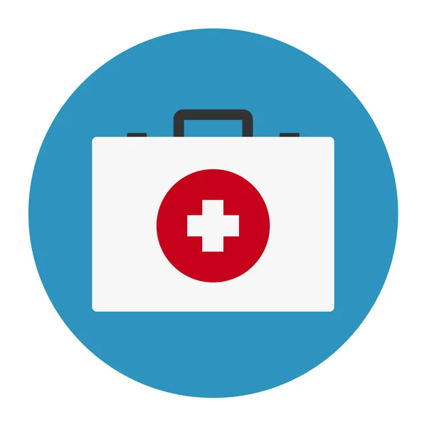 Kit di pronto soccorso, icona borsa medica piatta — Vettoriale Stock