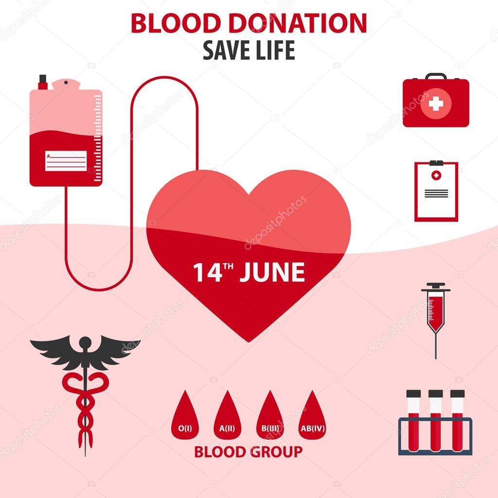 Donor infographics. Medical infographics. Icons set about blood donation. Vector illustration. World blood donor day 14 June.  Medical Design elements.