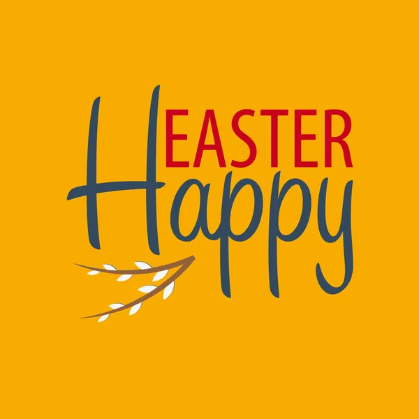 Joyeux emblème de Pâques. Texte avec saule — Image vectorielle