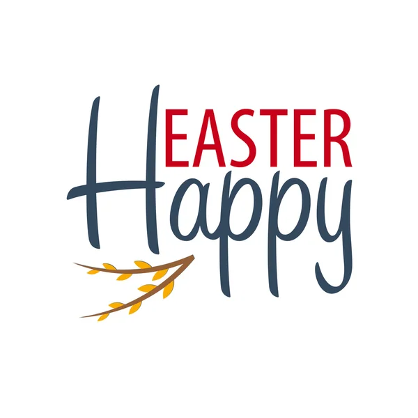 Joyeux emblème de Pâques. Texte avec saule — Image vectorielle