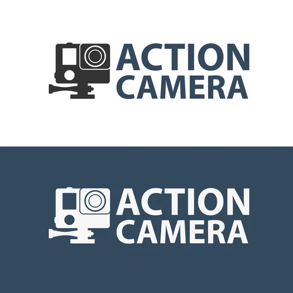 Logo de caméra d'action. Caméra pour les sports actifs. Ultra HD. 4K — Image vectorielle