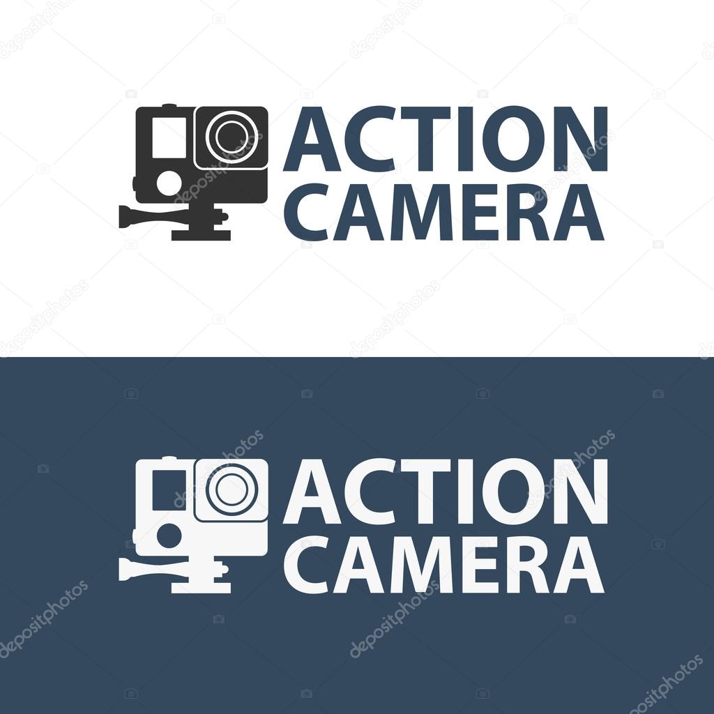Action camera logo. Camera for active sports. Ultra HD. 4K