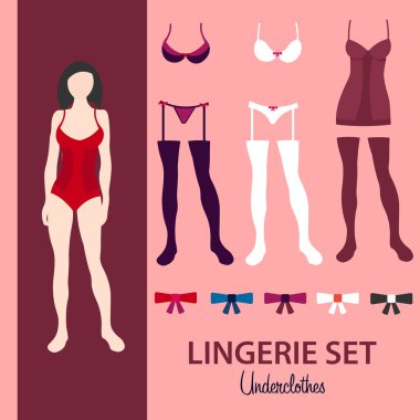 Kağıt bebek. İç çamaşırı ayarlayın. Çamaşır grupları