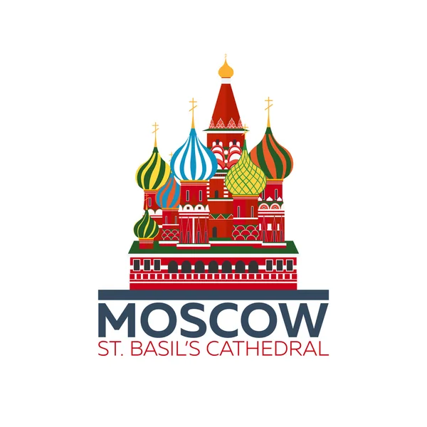 Moskou. Rusland. St. Basil's Cathedral. — Stockvector