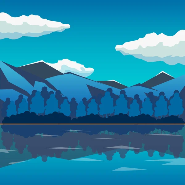 Meer und Berglandschaft, endlose Vektorillustration, Cartoon-Hintergrund für das Spieldesign. Spielort — Stockvektor