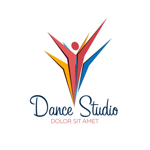 Logo, distintivo ed emblema della danza. Donna che balla. Modello vettoriale di progettazione logo studio di danza — Vettoriale Stock