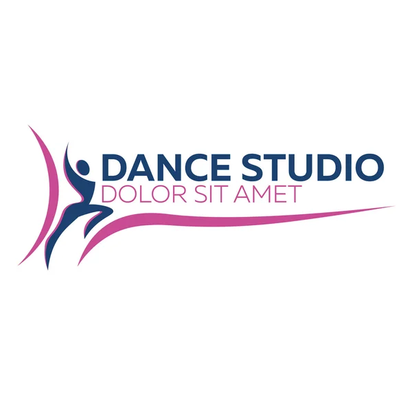 Danselogo, skilt og emblem. En kvinne som danser. Mal for design av dansestudio – stockvektor