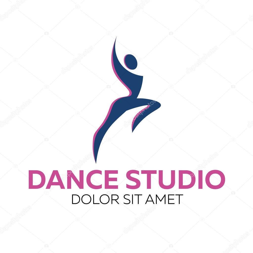 Dance logo, badge and emblem. Woman dancing. Dance studio logo design vector template