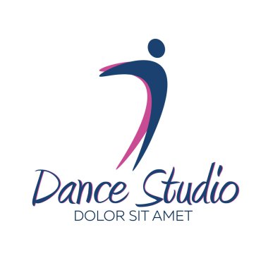 Stüdyo logo dans. Dansçı logo. Vektör minimalist