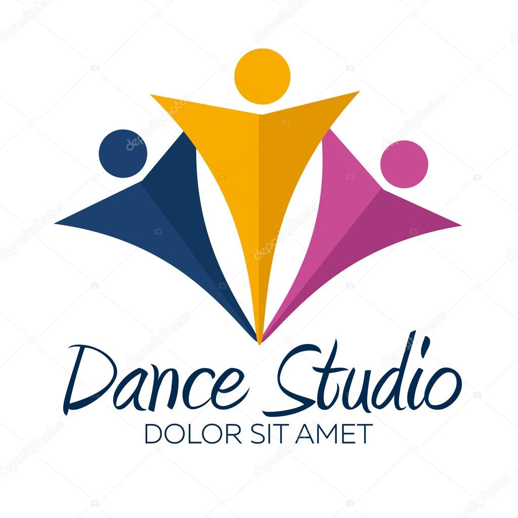 Dance studio logo. Dancer logotype. Vector minimalistic