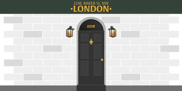 Sherlock Holmes. Detective illustration. Illustration with Sherlock Holmes. Baker street 221B. London. Big Ban — Stock Vector