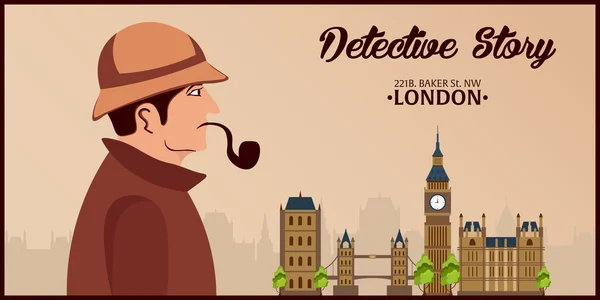 Sherlock Holmes. Dedektif illüstrasyon. Resimde Sherlock Holmes ile. 221b Baker Sokağı. Londra. Büyük yasağı — Stok Vektör