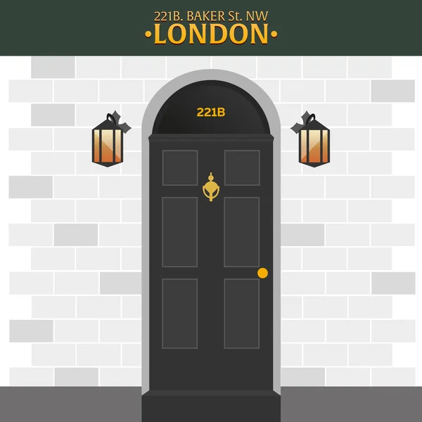 Sherlock Holmes. Detective illustration. Illustration with Sherlock Holmes. Baker street 221B. London. Big Ban — Stock Vector
