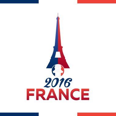 Fransa Euro 2016 logolar. Eyfel Kulesi Logo Paris. Vektör çizim. Futbol ya da futbol. 