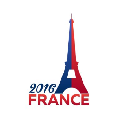 Fransa Euro 2016 logolar. Eyfel Kulesi Logo Paris. Vektör çizim. Futbol ya da futbol. 