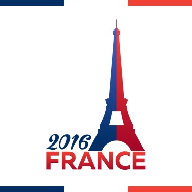 Fransa Euro 2016 logolar. Eyfel Kulesi Logo Paris. Vektör çizim. Futbol ya da futbol. 