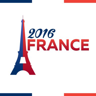 Fransa Euro 2016 logolar. Eyfel Kulesi Logo Paris. Vektör çizim. Futbol ya da futbol. 