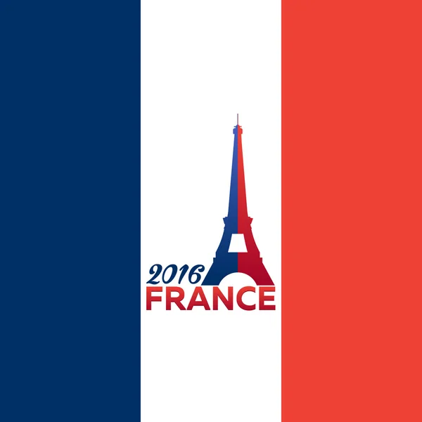 Franciaország Euro 2016 logók. Eiffel-torony logó Párizs. Vektoros illusztráció. Foci, vagy futball. — Stock Vector
