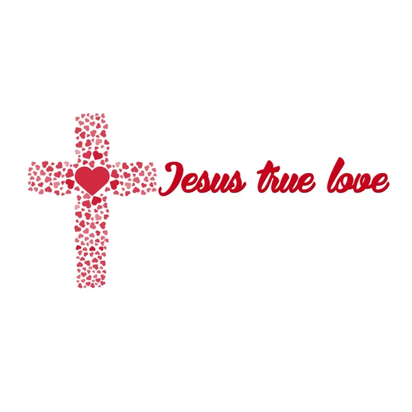 Jesus true love. Cross. Heart. Love. Vector illustration — Stock Vector