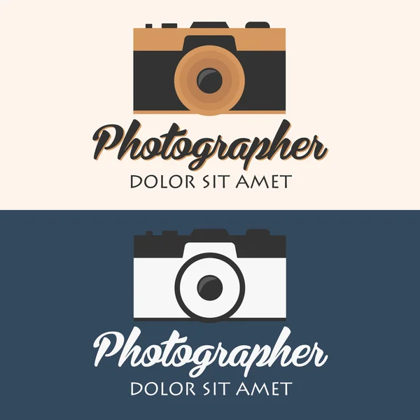 カメラマンのロゴ。カメラのロゴ。ロゴタイプ。フォト スタジオ。デジタル写真 — ストックベクタ