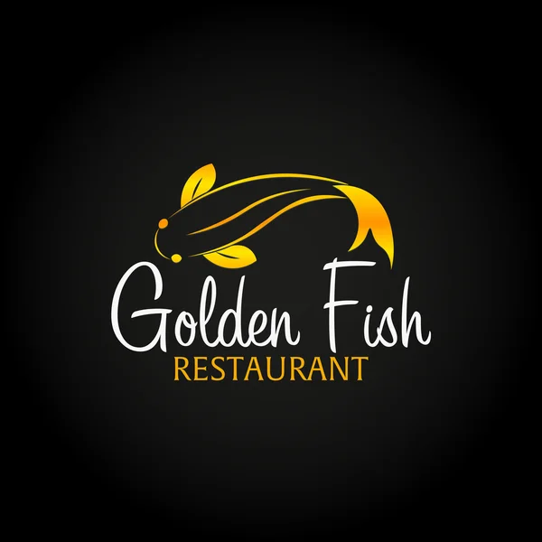 Goldenes Fischlogo. Meeresfrüchte-Logo. Bar, Restaurant. Vektorillustration. — Stockvektor