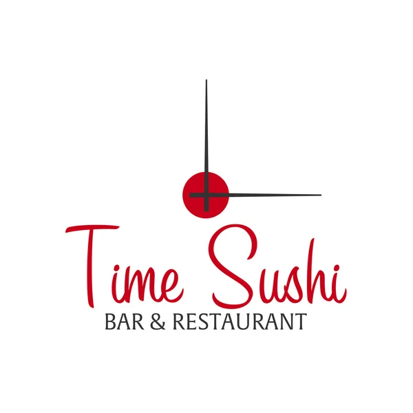 Suşi logo şablonu tasarım çubuk ile zaman. Bar, Restoran. Vektör çizim. — Stok Vektör