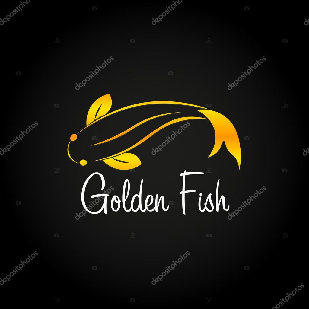 Golden Fish logo. Sea food logo. Bar, restaurant. Vector illustration.