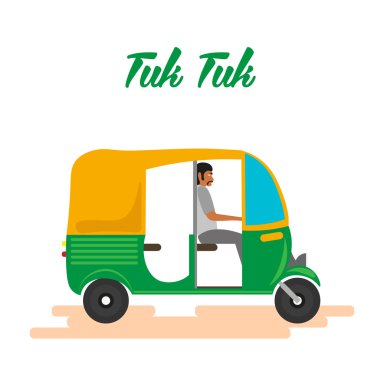 Hint motor çekçek araba. Hint tuk tuk. Vektör çizim