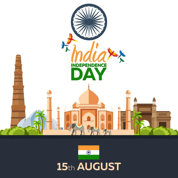 Día de la Independencia de la India. Ilustración vectorial. 15 de agosto . — Vector de stock