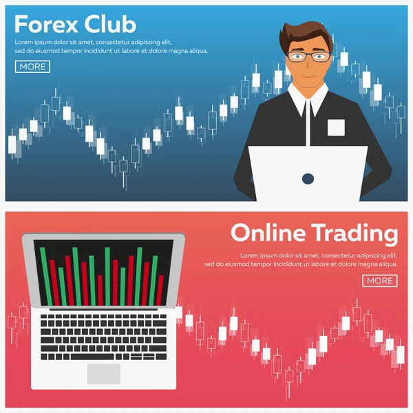 Mercato Forex, trading. Club Forex. Trading online. Tecnologie negli affari e nel commercio. Intelligenza artificiale. Mercato azionario. Gestione aziendale. Moderno design piatto — Vettoriale Stock