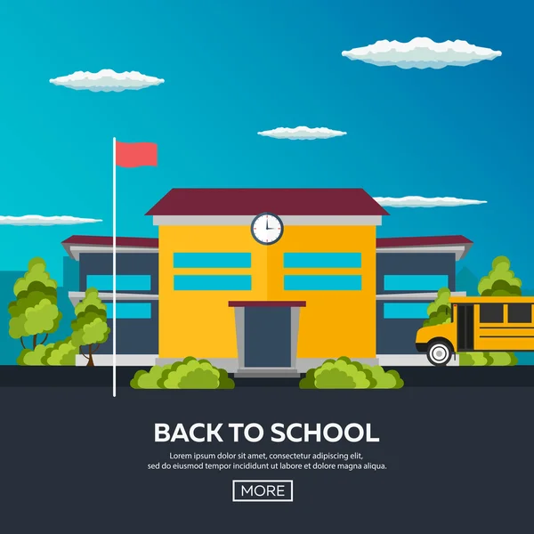 Terug naar School. De bus van de school. Vectorillustratie. — Stockvector