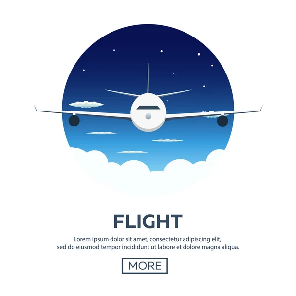Bütün dünyada. Uçuş. İllüstrasyon seyahat. Modern düz tasarım. Uçak, tatil, Macera, gezi seyahat. Seyahat için zaman — Stok Vektör