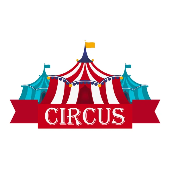Tentes de cirque avec bannière. Spectacle incroyable. Illustration plate — Image vectorielle