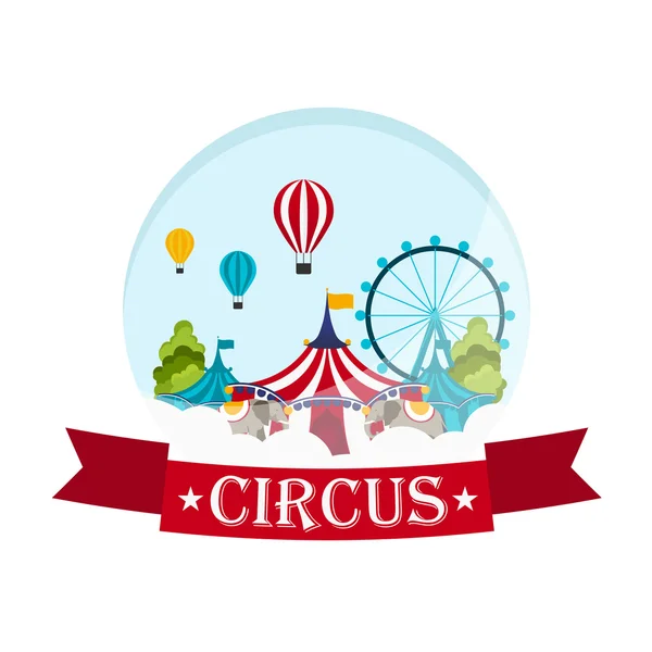 Circus Tents With Banner. Amazing show. Flat illustration — Stock Vector