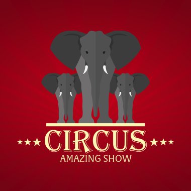 Sirk. Harika gösteri. Fil. Düz illüstrasyon