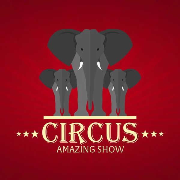 Le cirque. Spectacle incroyable. Éléphant. Illustration plate — Image vectorielle