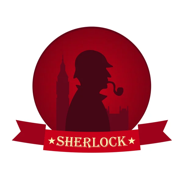 Sherlock Holmes-Plakat. Detektivillustration. Illustration mit Sherlock Holmes. Bäckerstraße 221b. London. Großes Verbot — Stockvektor
