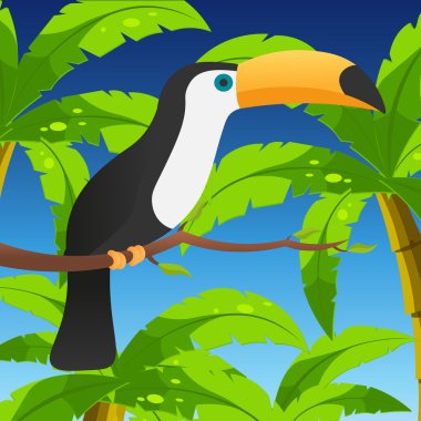 Şube ile oturan toucan bırakır