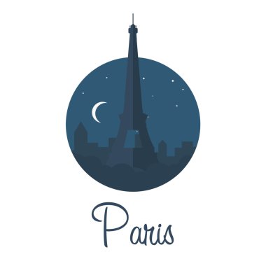 Paris. Turizm. Eyfel Kulesi. Fransa. Modern düz tasarım.