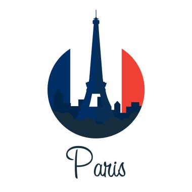 Paris. Turizm. Eyfel Kulesi. Fransa. Modern düz tasarım.