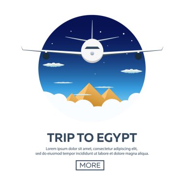 Mısır gezisi. İllüstrasyon seyahat. Modern düz tasarım. Seyahat için zaman