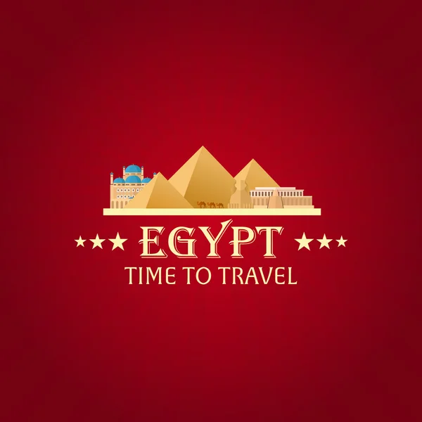 Egipt. Turystyki. Ilustracja podróży. Nowoczesna, Płaska konstrukcja. Podróżować Egipt. Piramida — Wektor stockowy