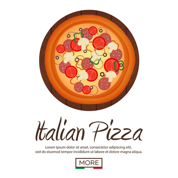 Italiensk Pizza bakgrund. Pizza platt design. Banner — Stock vektor