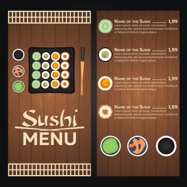 Sushi menü vektör tasarım şablonu