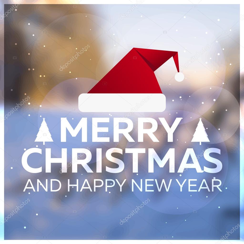 Vector blurred background. Merry christmas and happy new year.