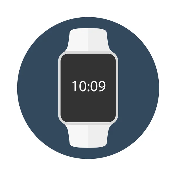 Montre intelligente isolée sur blanc. Logo. Argent inoxydable. Vecteur avec app. surface réfléchie. écran icône. visage eps — Image vectorielle