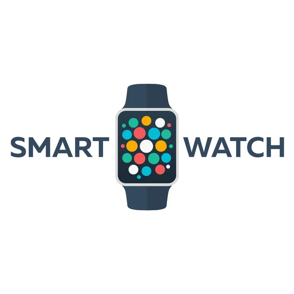 白で隔離のスマートな腕時計。ロゴ。ステンレスのシルバー。アプリを持つベクターは、表面を反映されます。アイコン画面。顔 eps — ストックベクタ