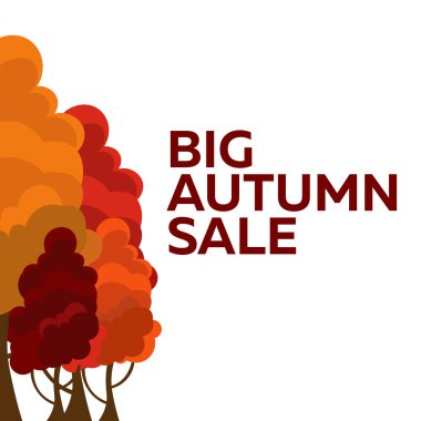 Sonbahar Satılık tasarım. El ilanları, afişler veya poster için kullanılabilir. Vektör çizim renkli sonbahar ağaçları ile