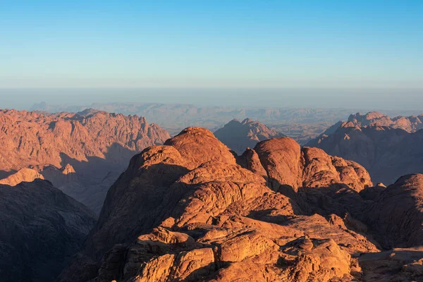 Nascer Sol Sobre Monte Sinai Vista Monte Moisés — Fotografia de Stock